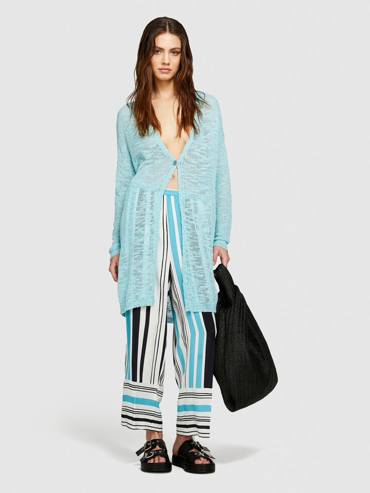 Long cardigan - women's cardigans - Turquoise | Sisley image number 1